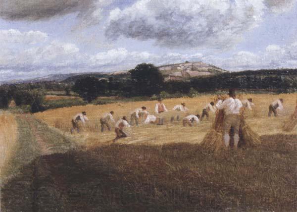 George Robert Lewis Dynedor Hill,Herefordshire,Harvest field with reapers (mk47) Spain oil painting art